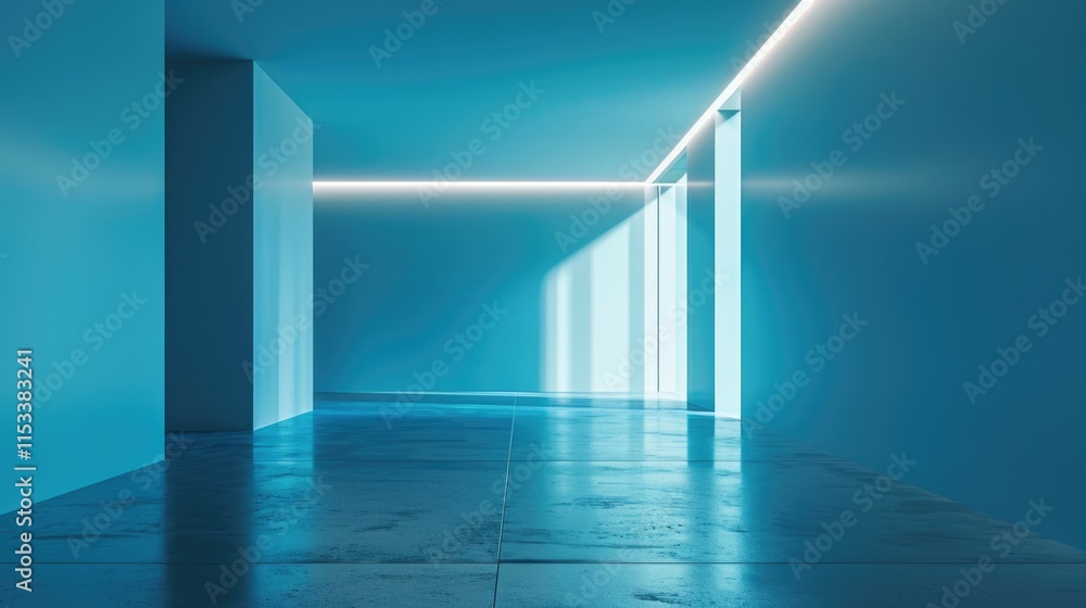 Obraz premium Understated Elegance: Blue Interior Backdrop for Modern Presentations