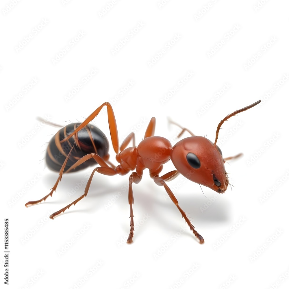 A large ant with black markings , close-up view showing its detailed anatomy and textured surface A large ant with black markings , close-up view showing its detailed anatomy and textured surface