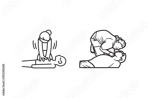 CPR (Cardiopulmonary Resuscitation) Procedures Illustration.
