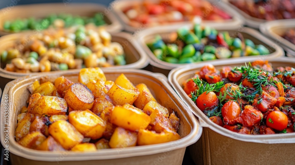 Roasted Potatoes And Various Vegetable Dishes Roasted Potatoes And Various Vegetable Dishes