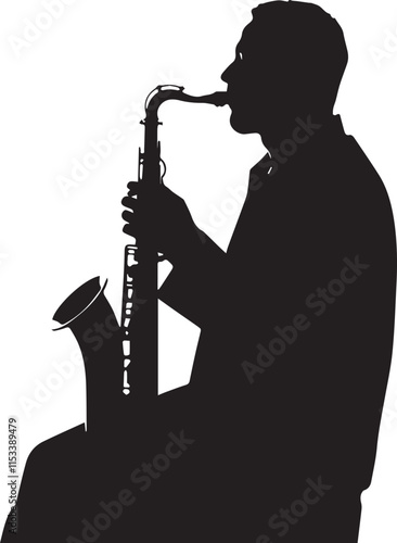 silhouette of a person playing a saxophone