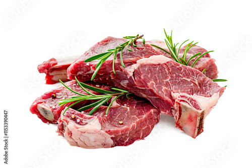 Fresh cut of goat meat on a transparent background photo