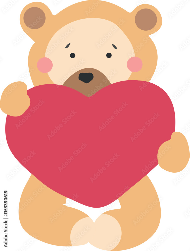 Cute teddy bear hugging the heart Cute teddy bear hugging the heart