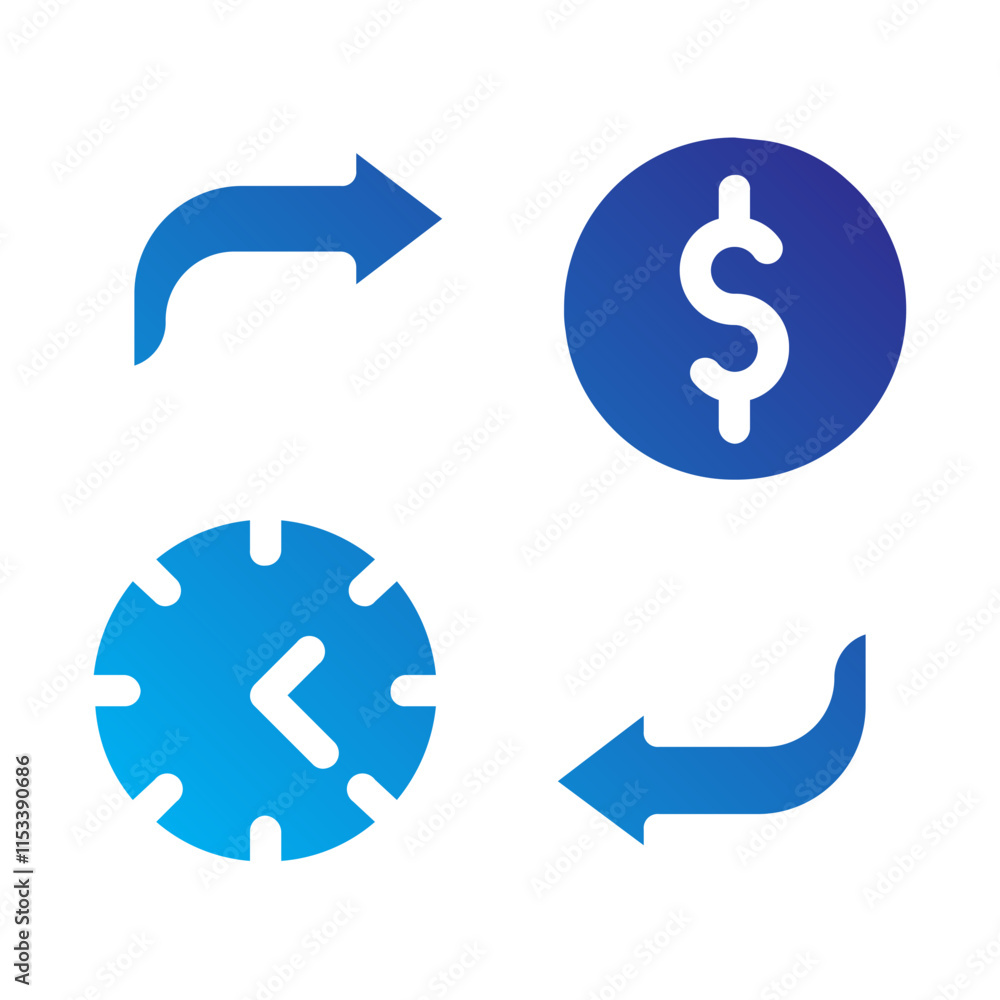 money time flat gradient icon money time flat gradient icon