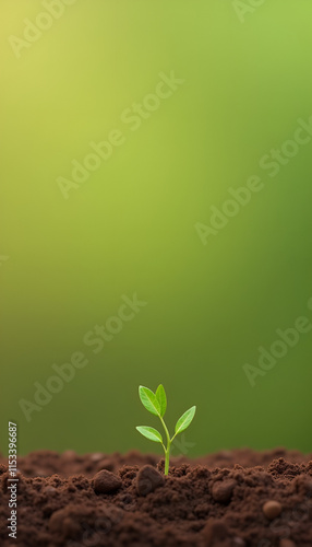 A young sprout emerging from soil symbolizing birth and life for Tu B'Shvat celebration, background,
