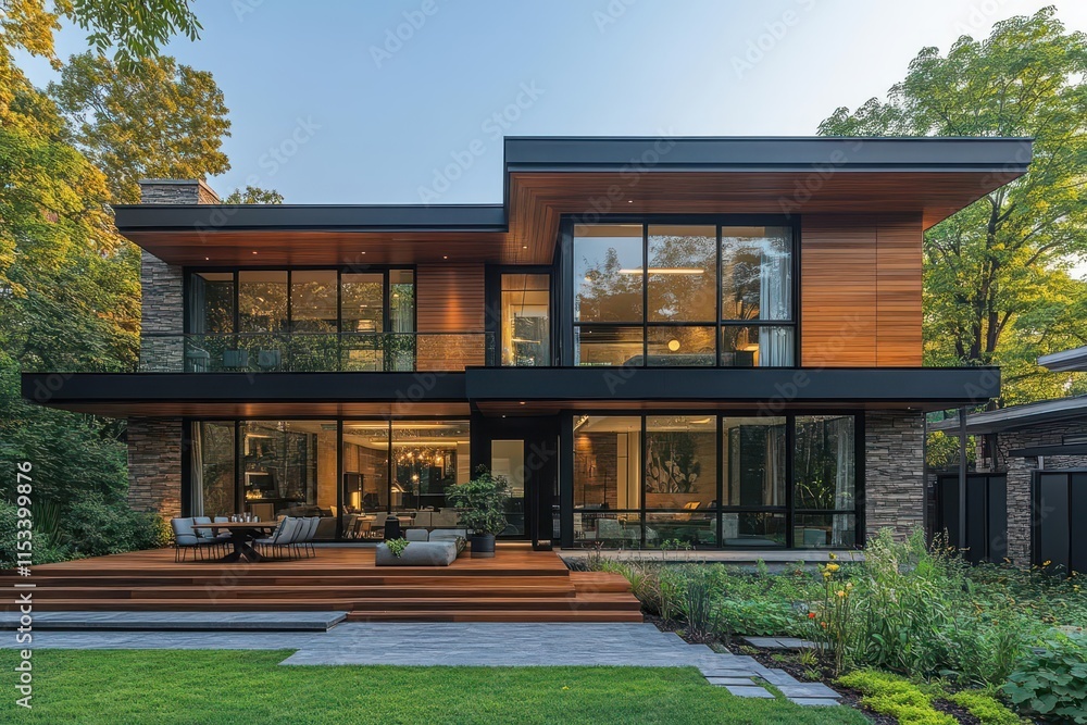 a modern family home designed with sustainable materials showcasing energyefficient features amid a green landscape that reflects ecofriendly living and modern architectural aesthetics a modern family home designed with sustainable materials showcasing energyefficient features amid a green landscape that reflects ecofriendly living and modern architectural aesthetics