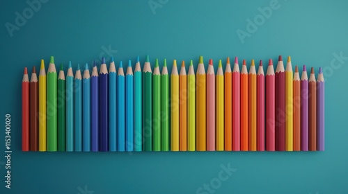 Vibrant colored pencils arrangement creative studio photography indoor close-up art supplies