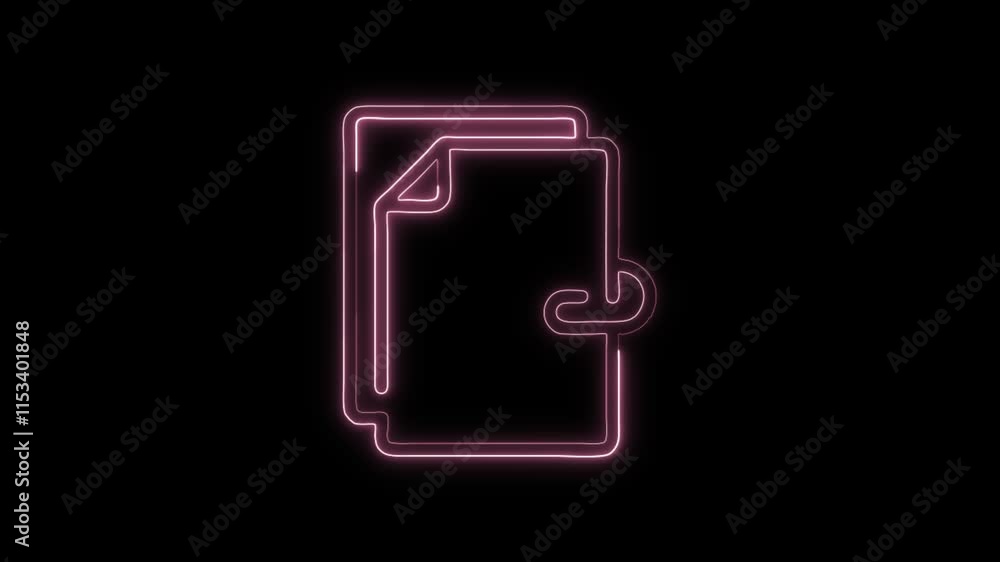 Glowing neon Paperclip icon isolated on black background. HD Video motion graphic animation Glowing neon Paperclip icon isolated on black background. HD Video motion graphic animation
