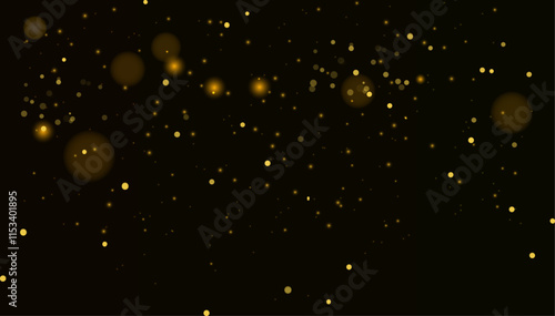 Luxury black background with gold sparkles and bokeh