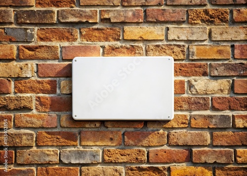 Wallpaper Mural Blank White Sign on Brick Wall - Mockup for Advertisement, Design, or Message Torontodigital.ca
