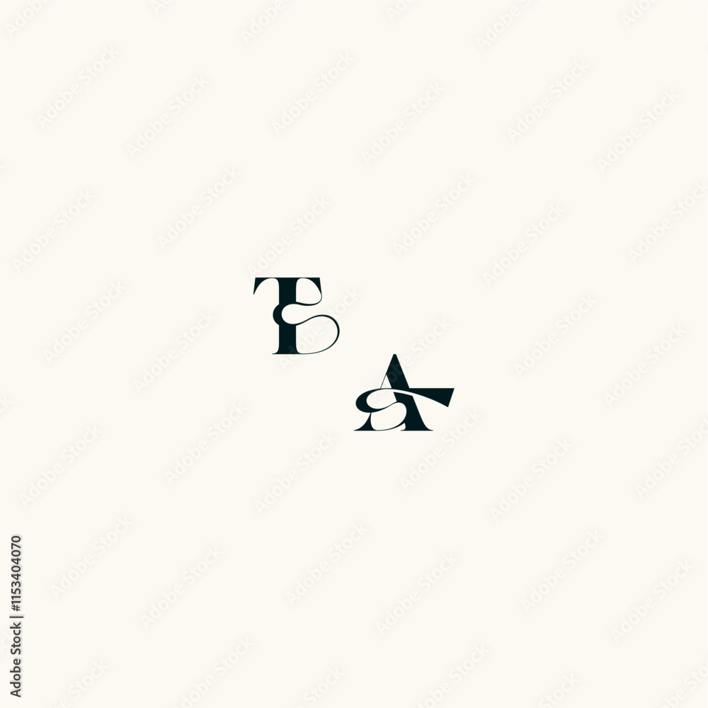 bold and hairline initial wedding monogram elegant AT fancy curve logo letter bold and hairline initial wedding monogram elegant AT fancy curve logo letter