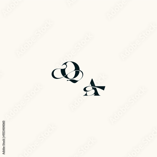 bold and hairline initial wedding monogram elegant AQ fancy curve logo letter