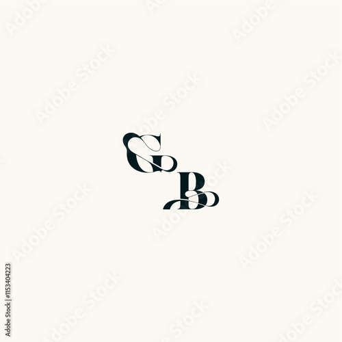 bold and hairline initial wedding monogram elegant BG fancy curve logo letter photo