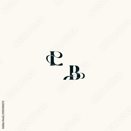bold and hairline initial wedding monogram elegant BI fancy curve logo letter