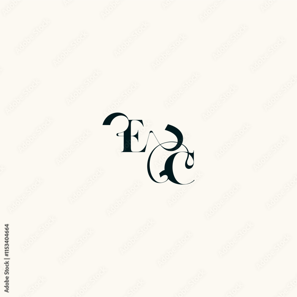 Obraz premium bold and hairline initial wedding monogram elegant CE fancy curve logo letter