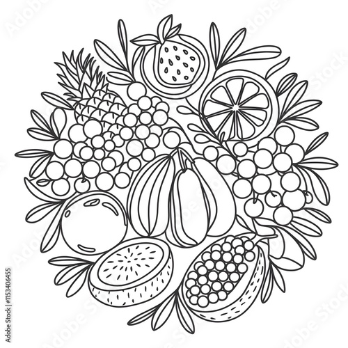 fruit coloring page drawing