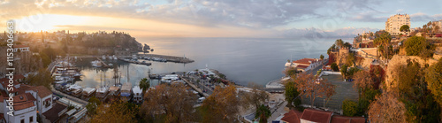 Panorama of marina in Antalya city, Turkey