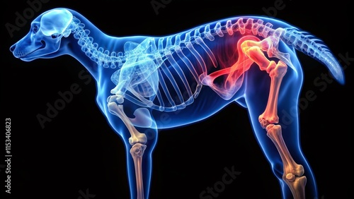 Canine Hip Dysplasia X-Ray: Severe Osteoarthritis & Bone Loss photo