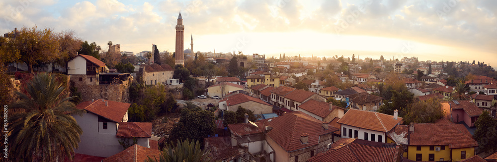 Fototapeta premium Panorama of old town of Antalya city in Turkey