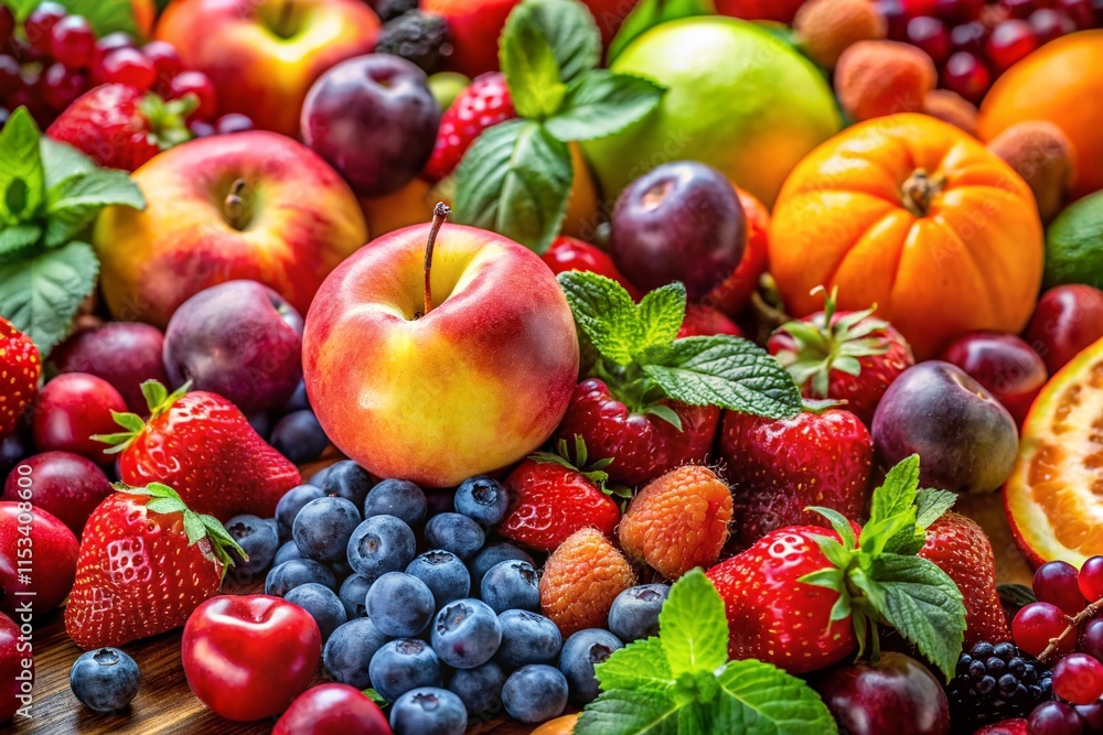 Vibrant Colorful Fresh Fruit Healthy Snack - Stock Photo Vibrant Colorful Fresh Fruit Healthy Snack - Stock Photo
