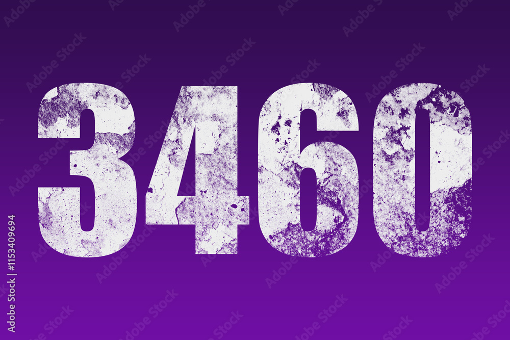 flat white grunge number of 3460 on purple background. flat white grunge number of 3460 on purple background.