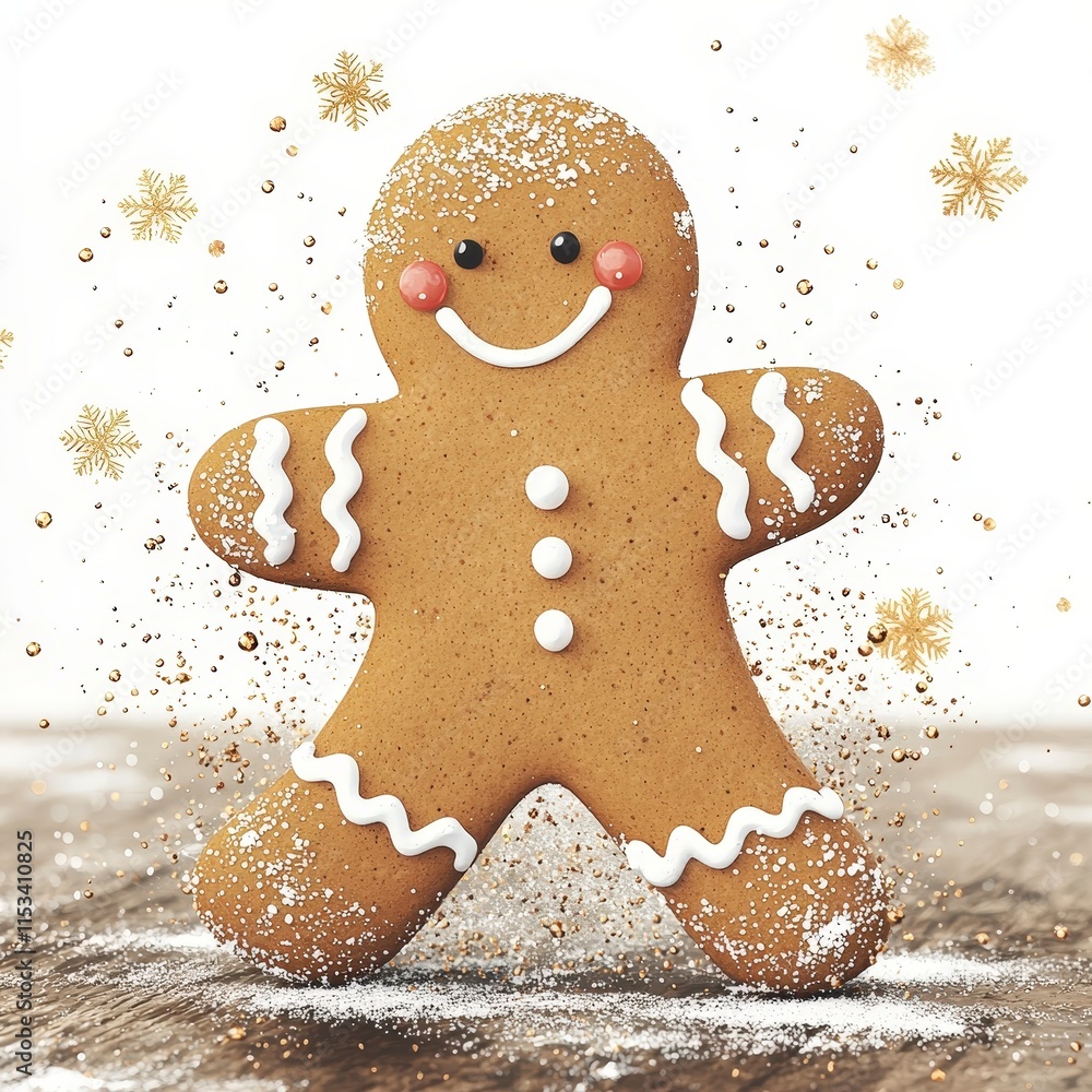 Fototapeta premium Festive Gingerbread Man Cookie Christmas Dessert Holiday Treat Winter Baking