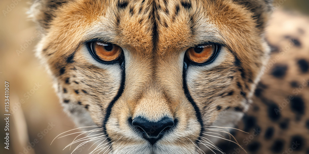 Close-up of a majestic cheetah gazing intently in natural habitat Close-up of a majestic cheetah gazing intently in natural habitat