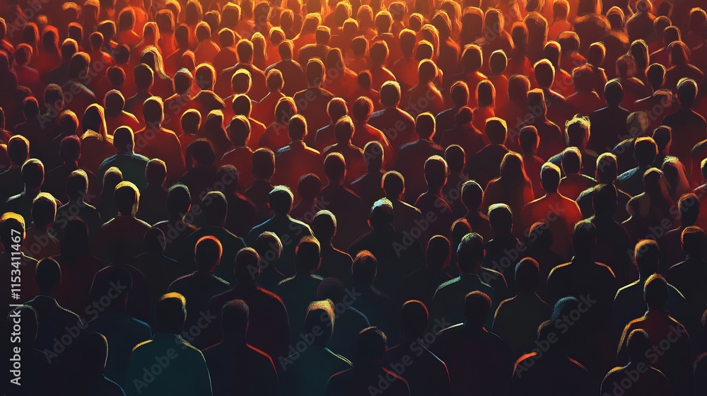Obraz premium crowd, bustling people, busy street, large gathering, urban scene