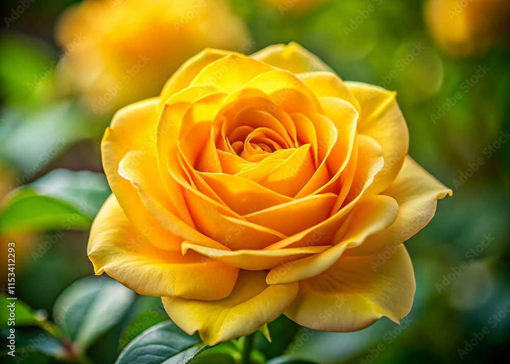 Close-Up of a Vibrant Yellow Rose in a Garden - Detailed Macro Photography Close-Up of a Vibrant Yellow Rose in a Garden - Detailed Macro Photography