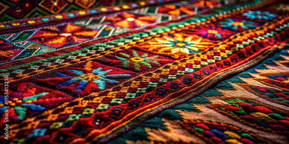 Vibrant Handwoven Rug Close-Up: Colorful Texture Background for Design Vibrant Handwoven Rug Close-Up: Colorful Texture Background for Design