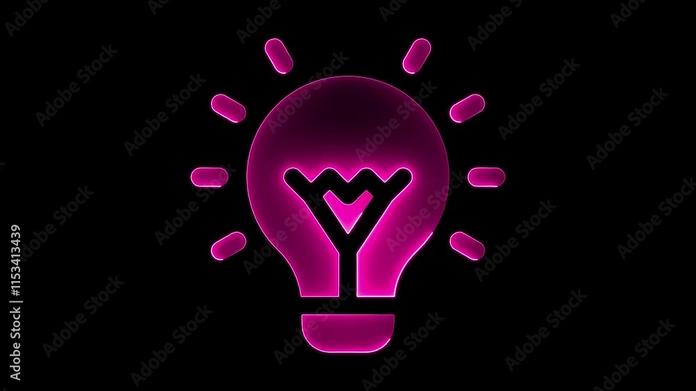 Innovation icon animation by pink color neon on black background. Innovation icon animation by pink color neon on black background.