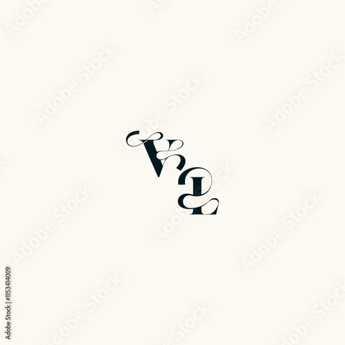 bold and hairline initial wedding monogram elegant LV fancy curve logo letter photo