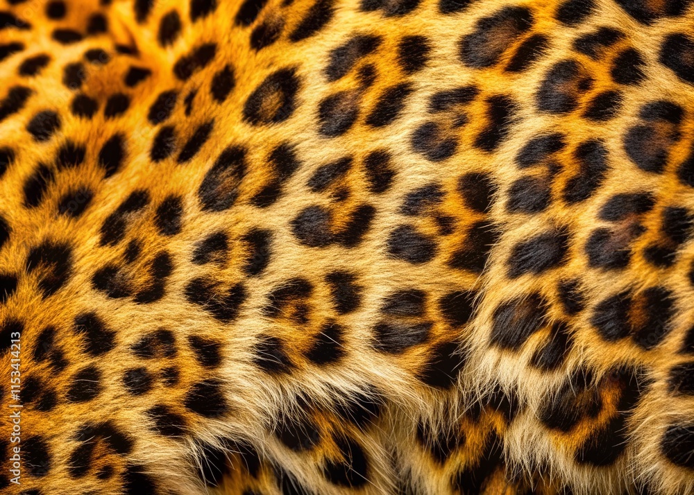Vibrant Leopard Fur Close-Up: Golden and Brown Spots, Velvety Texture Vibrant Leopard Fur Close-Up: Golden and Brown Spots, Velvety Texture