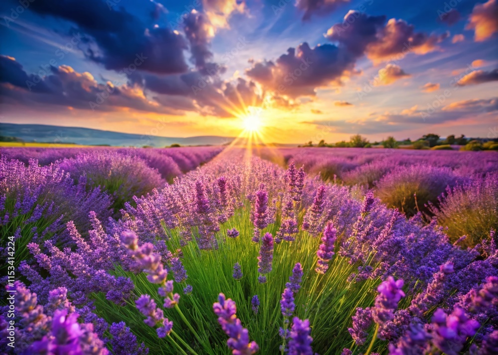 Fototapeta premium Vibrant Lavender Fields in Full Bloom: A Documentary Photography Approach