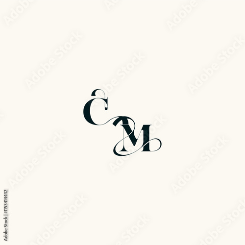 bold and hairline initial wedding monogram elegant MC fancy curve logo letter