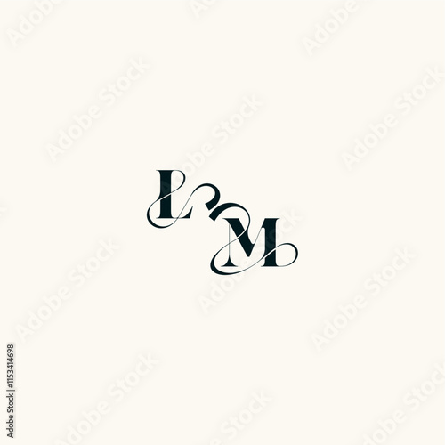 bold and hairline initial wedding monogram elegant ML fancy curve logo letter
