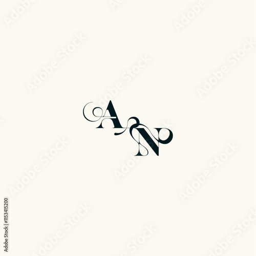 bold and hairline initial wedding monogram elegant NA fancy curve logo letter