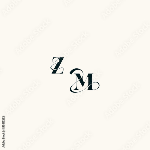bold and hairline initial wedding monogram elegant MZ fancy curve logo letter