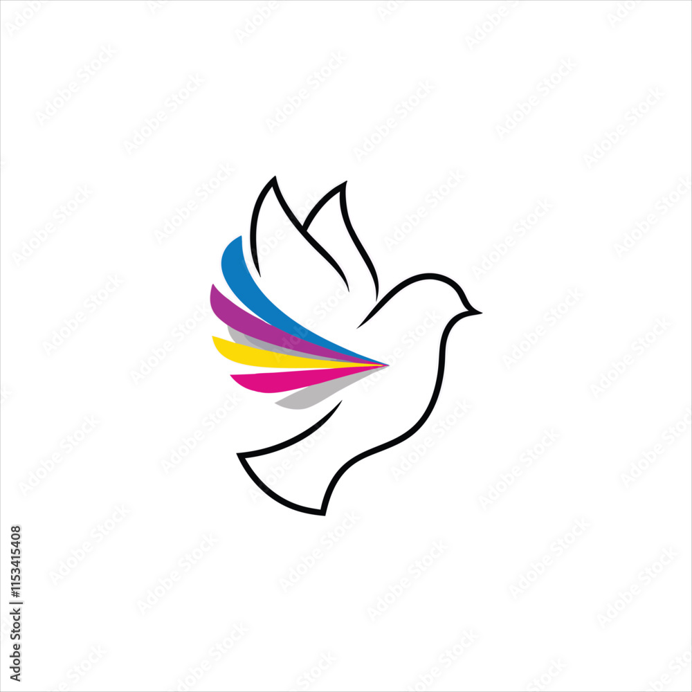 Modern Bird Logo Design with Multicolor Feathers Ideal for Freedom and Sustainability Themes Modern Bird Logo Design with Multicolor Feathers Ideal for Freedom and Sustainability Themes
