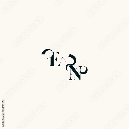 bold and hairline initial wedding monogram elegant NE fancy curve logo letter