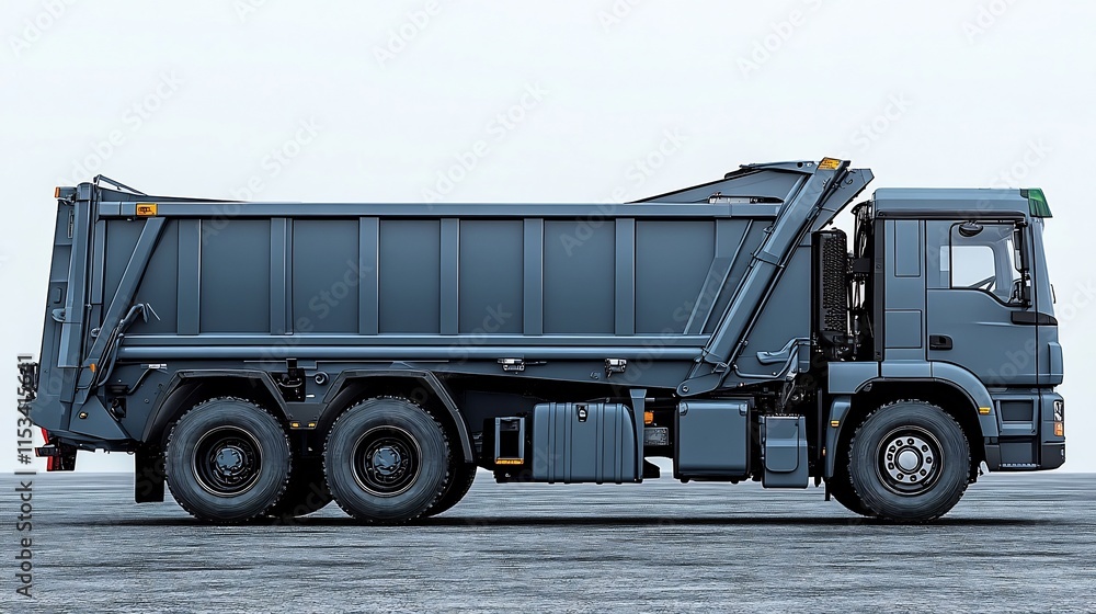 Side View of Waste Management Truck on White Background Side View of Waste Management Truck on White Background