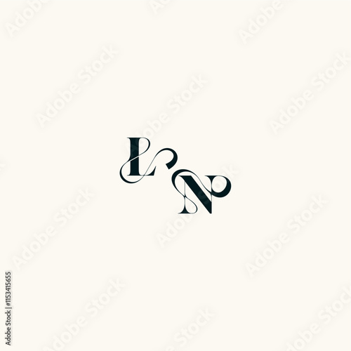 bold and hairline initial wedding monogram elegant NL fancy curve logo letter