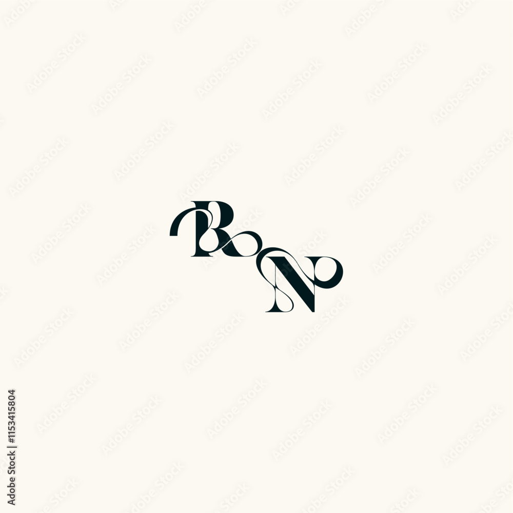 bold and hairline initial wedding monogram elegant NR fancy curve logo letter bold and hairline initial wedding monogram elegant NR fancy curve logo letter