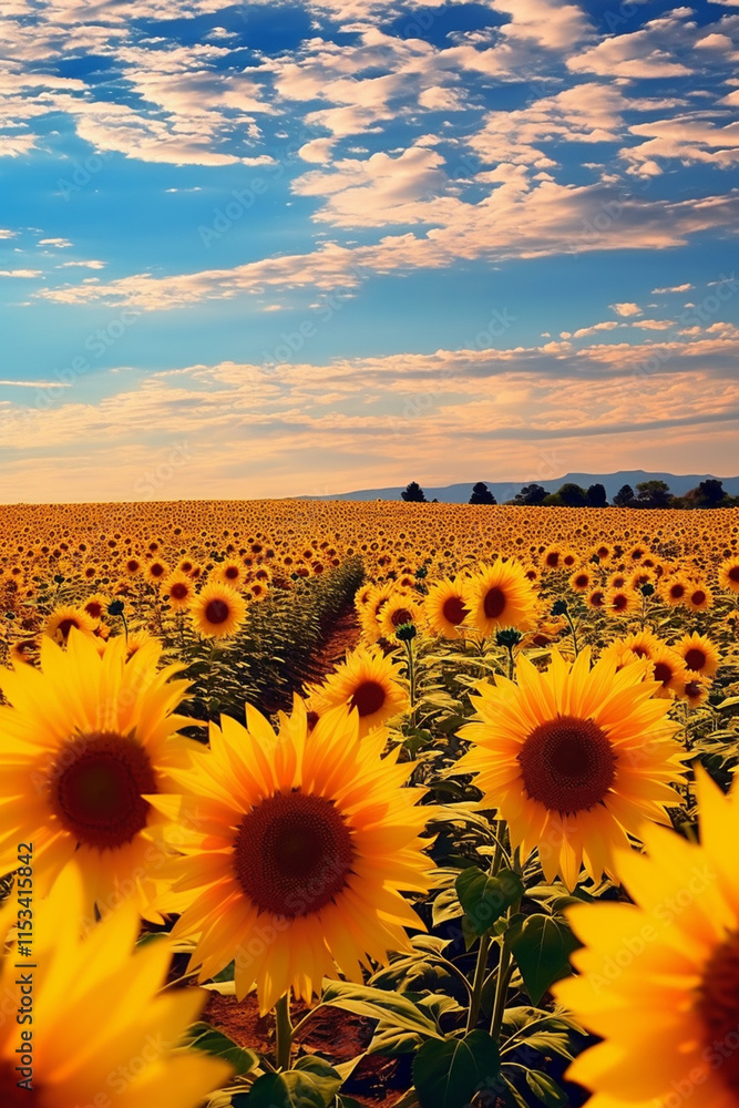 Fototapeta premium field with sunflowers,. 