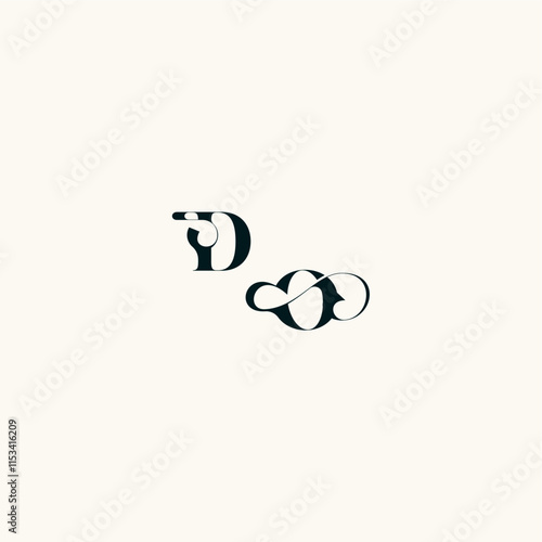 bold and hairline initial wedding monogram elegant OD fancy curve logo letter