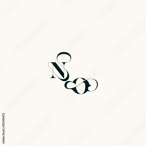 bold and hairline initial wedding monogram elegant ON fancy curve logo letter