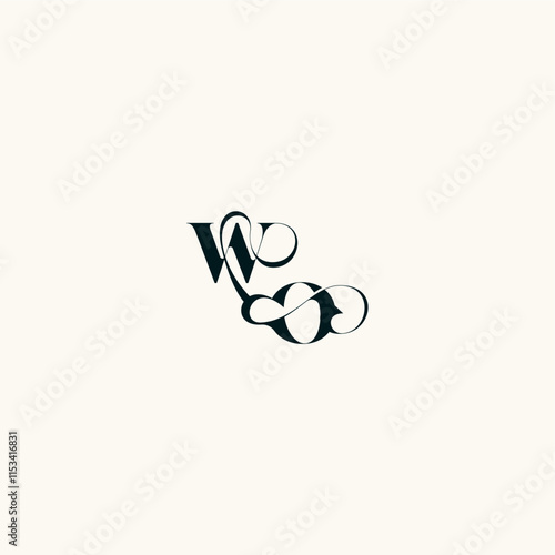 bold and hairline initial wedding monogram elegant OW fancy curve logo letter