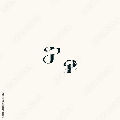 bold and hairline initial wedding monogram elegant PJ fancy curve logo letter