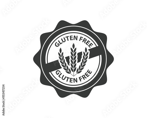 Gluten free label vector icon. No wheat symbol templates design for gluten free food package or dietetic product nutrition sign