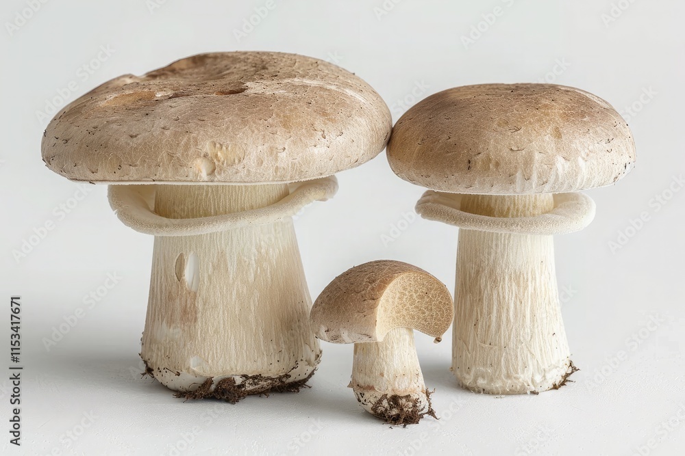 Mushroom with a cap cut out on a white background Mushroom with a cap cut out on a white background